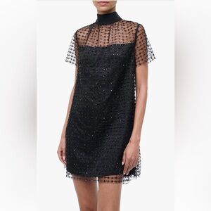 STAUD Ilana Beaded Tulle Mini Dress